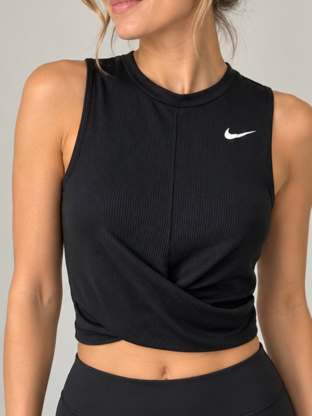 Nike Dri-FIT Twist Crop Tank Top Black Women’s XS